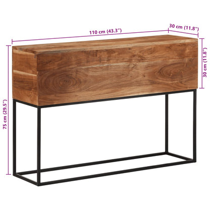 Wandtafel 110x30x75 cm massief acaciahout en ijzer