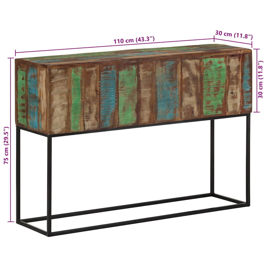 Wandtafel 110x30x75 cm massief gerecycled hout en ijzer
