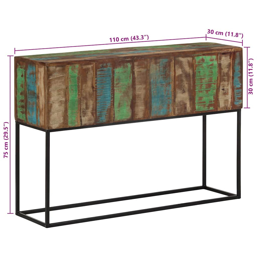 Wandtafel 110x30x75 cm massief gerecycled hout en ijzer
