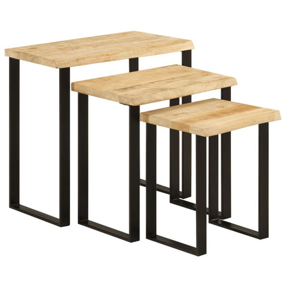 Tafeltjesset 3 St Met Natuurlijke Rand Massief Mangohout
