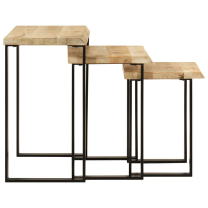 Tafeltjesset 3 St Met Natuurlijke Rand Massief Mangohout