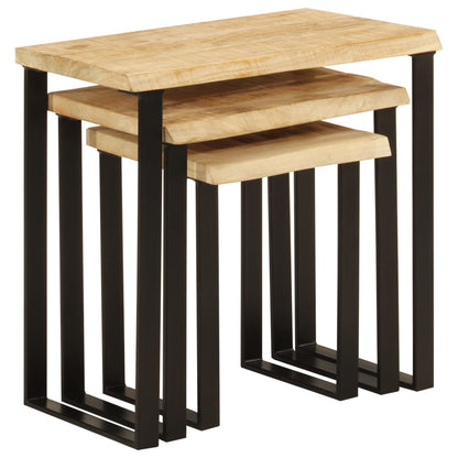 Tafeltjesset 3 St Met Natuurlijke Rand Massief Mangohout