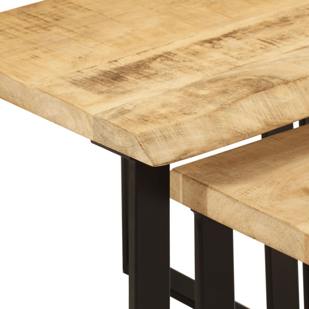 Tafeltjesset 3 St Met Natuurlijke Rand Massief Mangohout