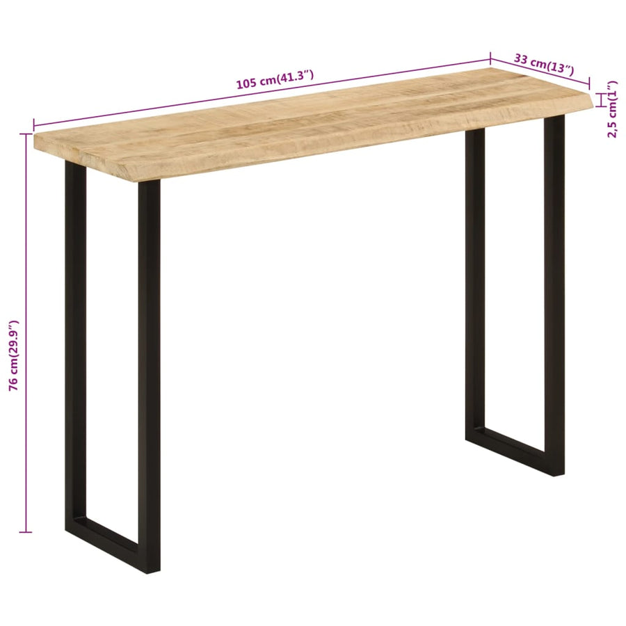 Wandtafel Met Natuurlijke Rand 105X33X76 Cm Massief Mangohout Zwart