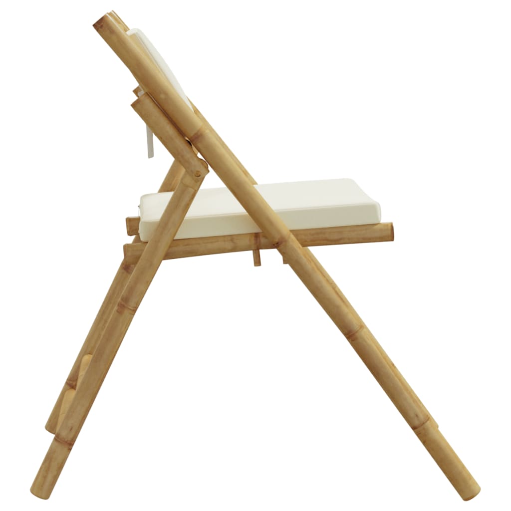 Bistrostoelen 4 st inklapbaar met kussens bamboe crèmewit