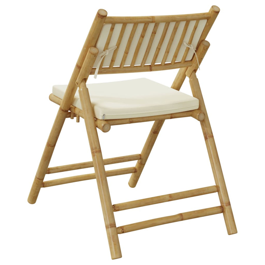 Bistrostoelen 4 st inklapbaar met kussens bamboe crèmewit