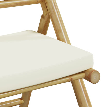 Bistrostoelen 4 st inklapbaar met kussens bamboe crèmewit