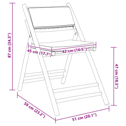 Bistrostoelen 4 st inklapbaar met kussens bamboe crèmewit