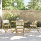 Bistro chairs 4 pcs foldable with cushions bamboo cream white