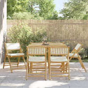 Bistrostoelen 6 st bamboe crèmewit inklapbaar