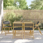 Bistro set 6 pieces foldable with cushions bamboo dark grey