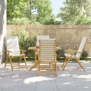 Tuinstoelen 4 st inklapbaar bamboe crèmewit met kussens