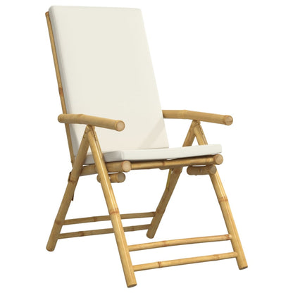 Bistrostoelen 6 st inklapbaar met kussens bamboe crèmewit