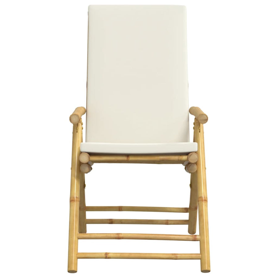 Bistrostoelen 6 st inklapbaar met kussens bamboe crèmewit