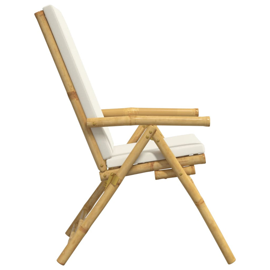 Bistrostoelen 6 st inklapbaar met kussens bamboe crèmewit