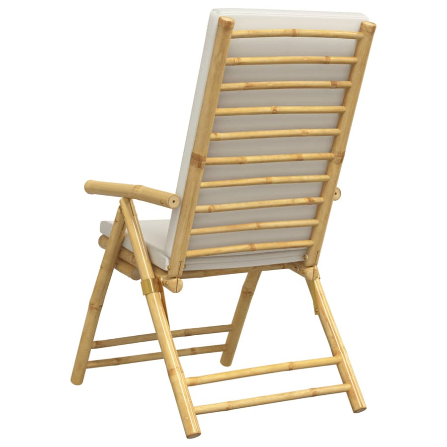 Bistrostoelen 6 st inklapbaar met kussens bamboe crèmewit