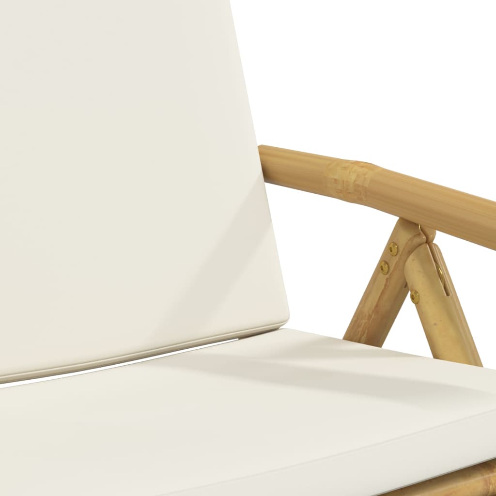 Bistrostoelen 6 st inklapbaar met kussens bamboe crèmewit