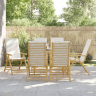 Garden chairs, 6 pcs, foldable, with cushions, bamboo, cream white