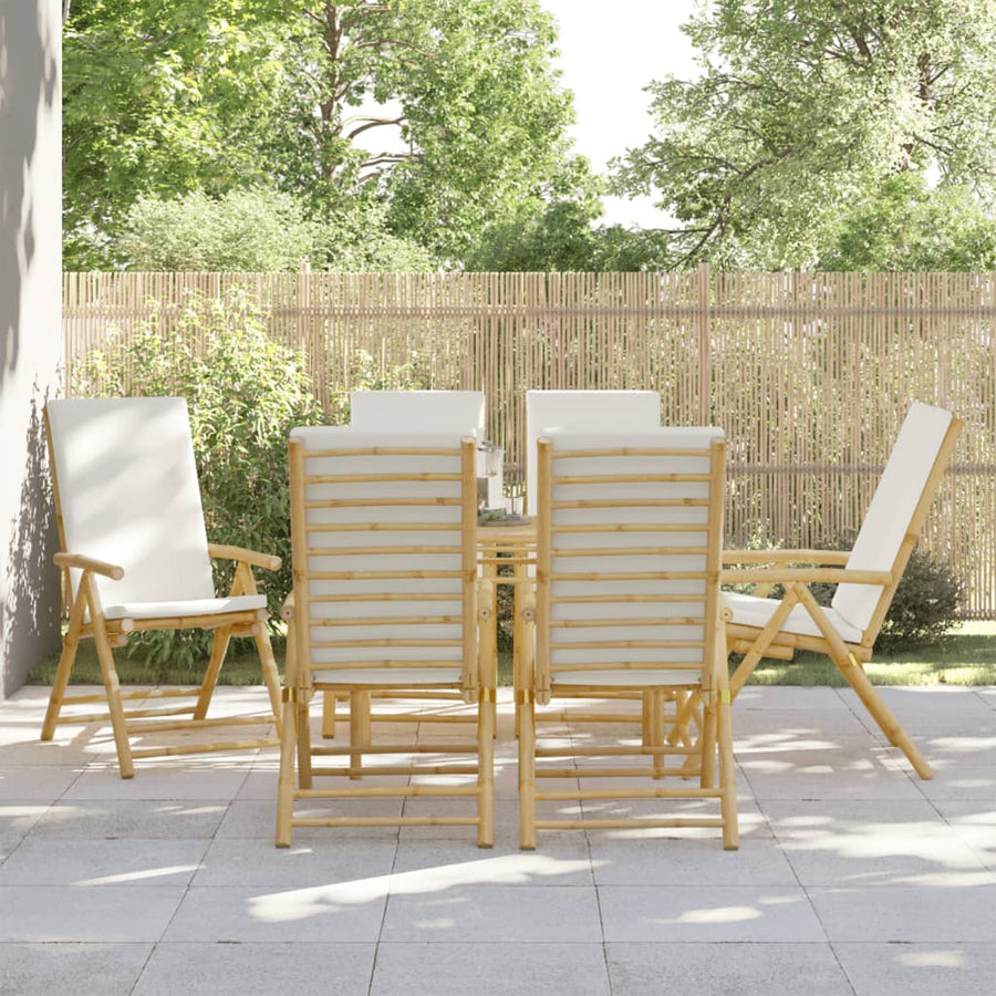 Bistrostoelen 6 st inklapbaar met kussens bamboe crèmewit