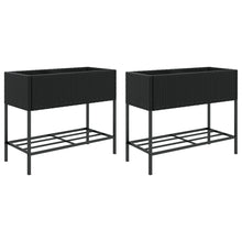 Plantenbakken met schap 2 st 90x40x75 poly rattan zwart
