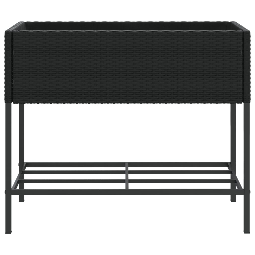 Plantenbakken met schap 2 st 90x40x75 poly rattan zwart
