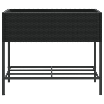 Plantenbakken met schap 2 st 90x40x75 poly rattan zwart