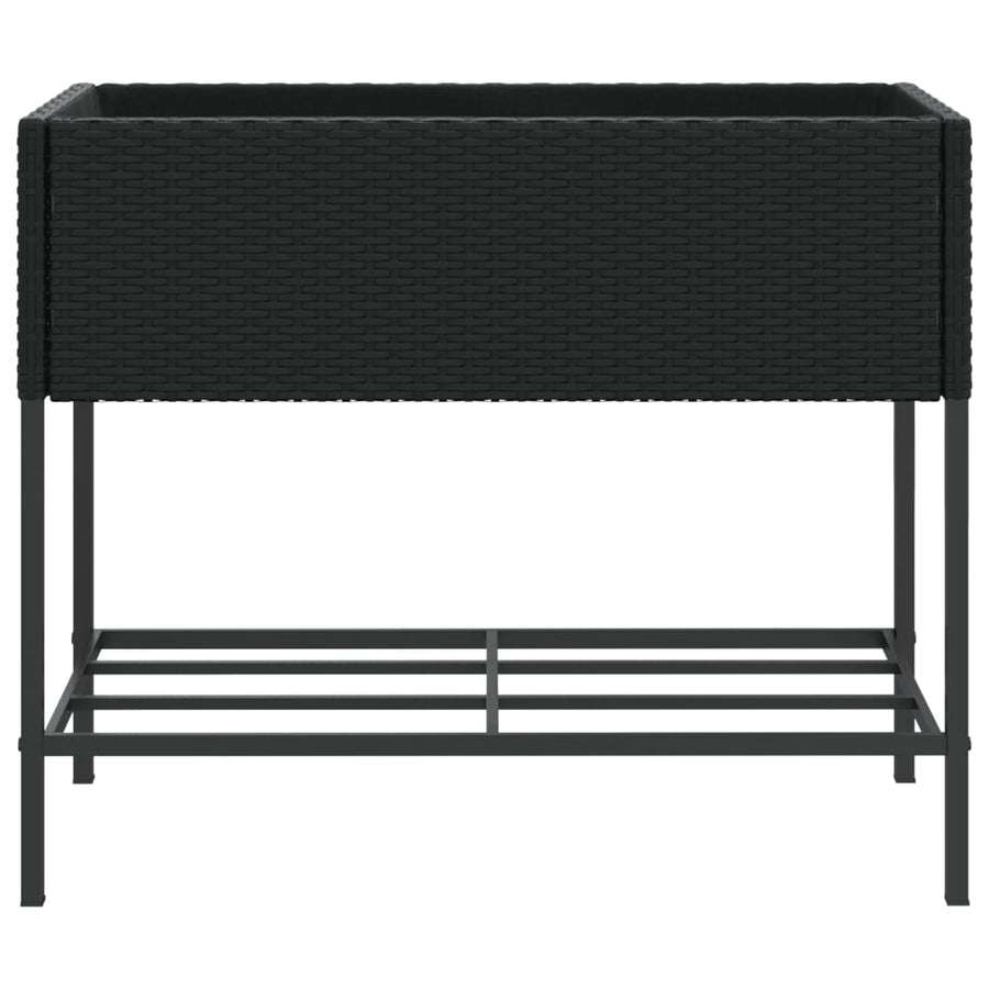 Plantenbakken met schap 2 st 90x40x75 poly rattan zwart