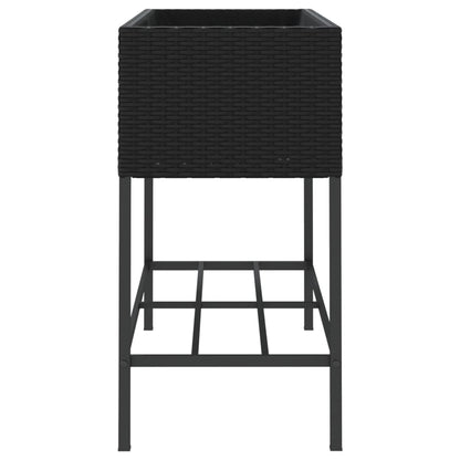 Plantenbakken met schap 2 st 90x40x75 poly rattan zwart