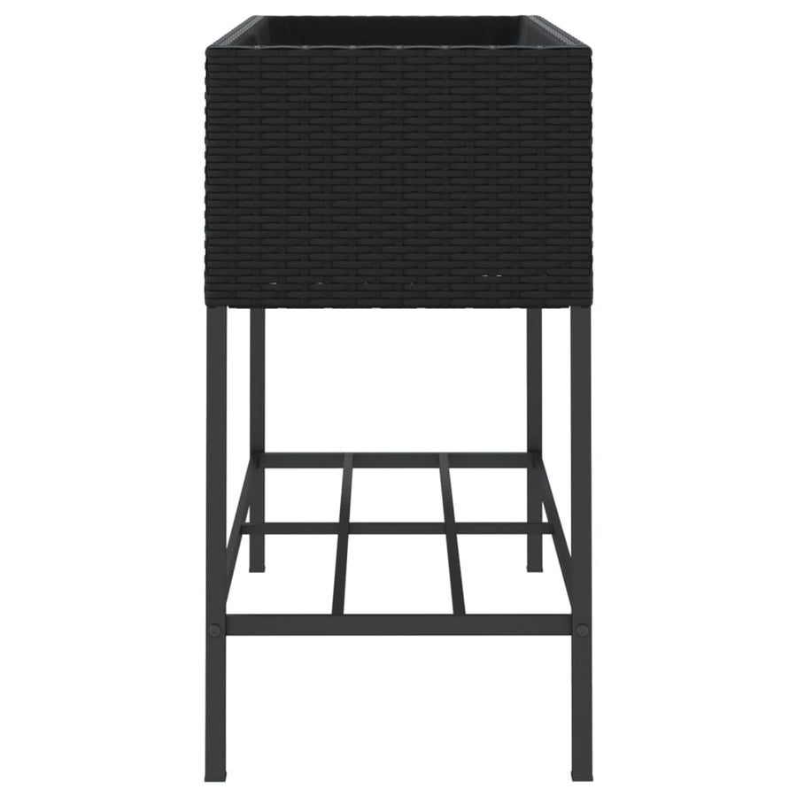 Plantenbakken met schap 2 st 90x40x75 poly rattan zwart