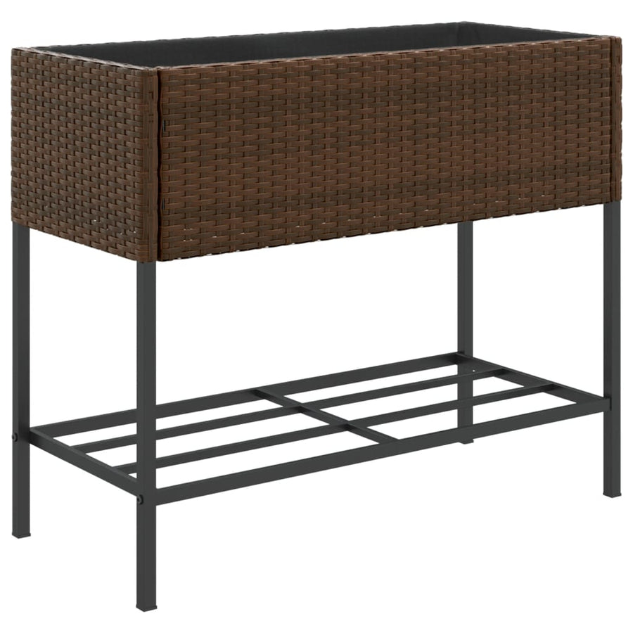 Plantenbakken met schap 2 st 90x40x75 poly rattan bruin