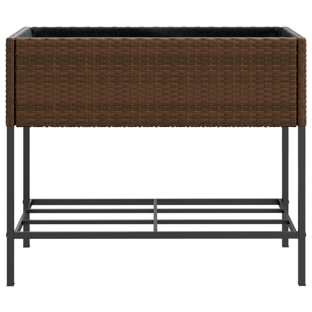 Plantenbakken met schap 2 st 90x40x75 poly rattan bruin