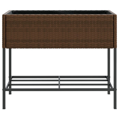 Plantenbakken met schap 2 st 90x40x75 poly rattan bruin