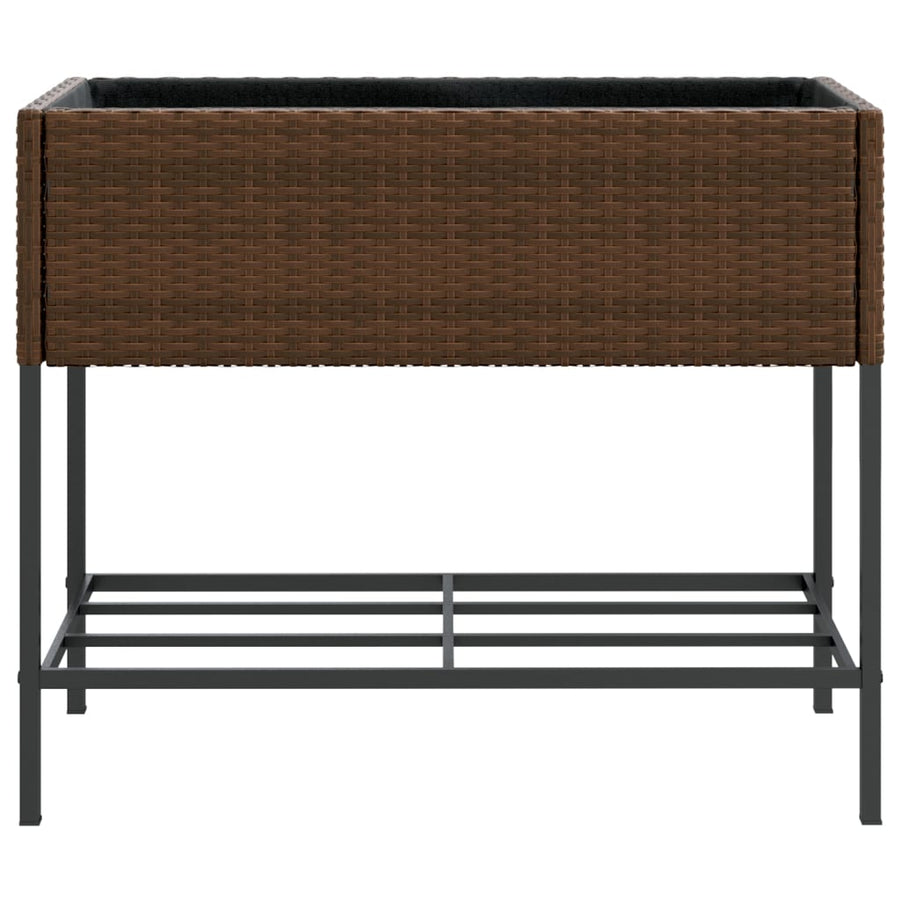 Plantenbakken met schap 2 st 90x40x75 poly rattan bruin