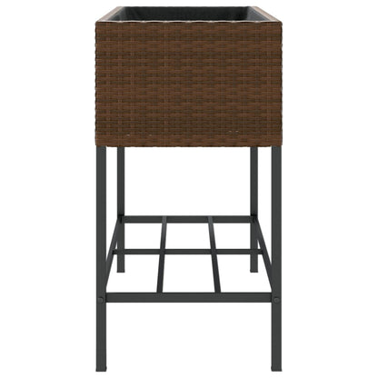 Plantenbakken met schap 2 st 90x40x75 poly rattan bruin