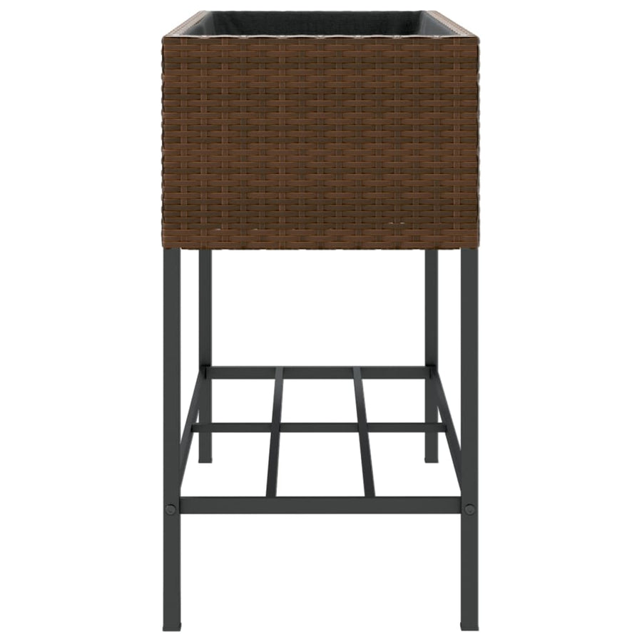 Plantenbakken met schap 2 st 90x40x75 poly rattan bruin