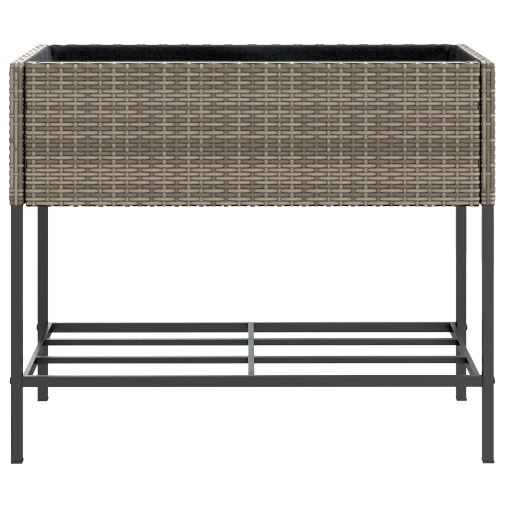 Plantenbakken met schap 2 st 90x40x75 poly rattan grijs