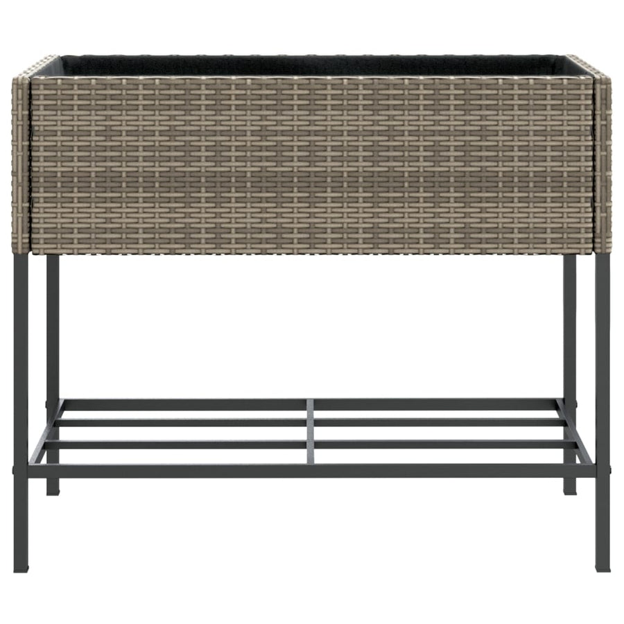 Plantenbakken met schap 2 st 90x40x75 poly rattan grijs