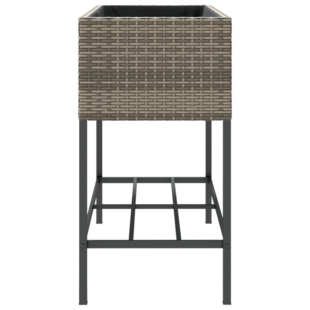 Plantenbakken met schap 2 st 90x40x75 poly rattan grijs