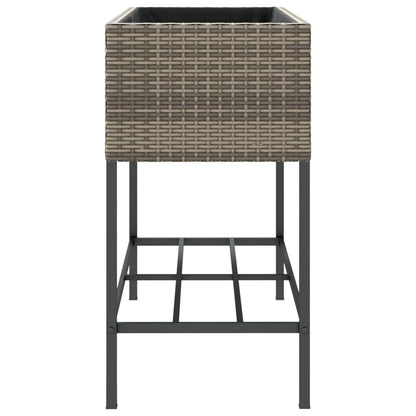 Plantenbakken met schap 2 st 90x40x75 poly rattan grijs