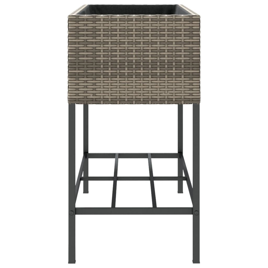 Plantenbakken met schap 2 st 90x40x75 poly rattan grijs