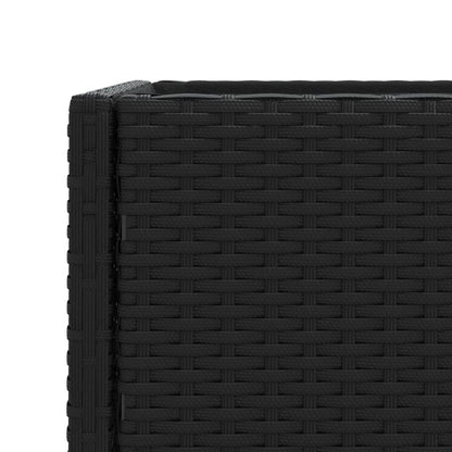 Plantenbakken met schap 2 st 70x28x70 poly rattan zwart