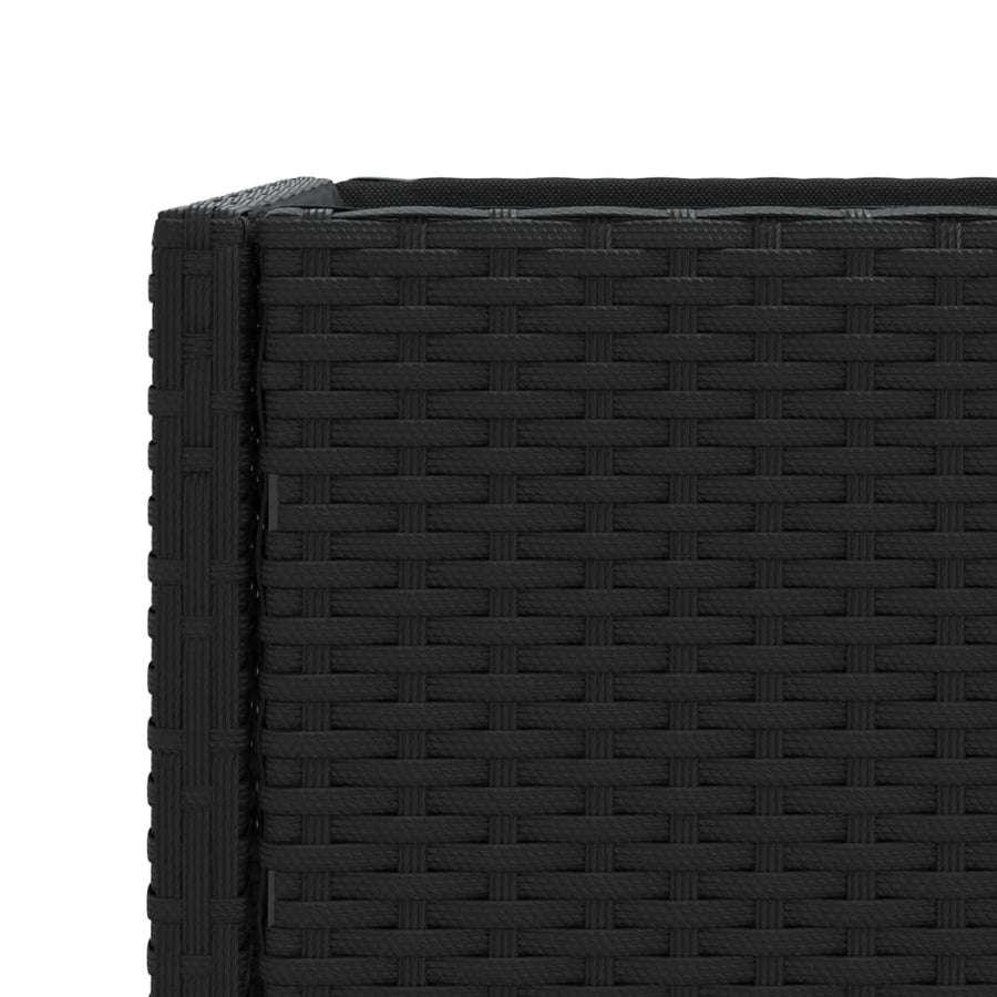 Plantenbakken met schap 2 st 70x28x70 poly rattan zwart