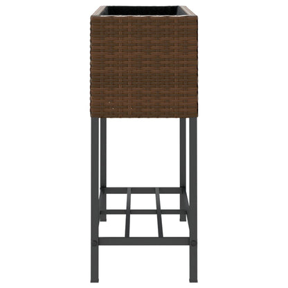 Plantenbakken met schap 2 st 70x28x70 poly rattan bruin