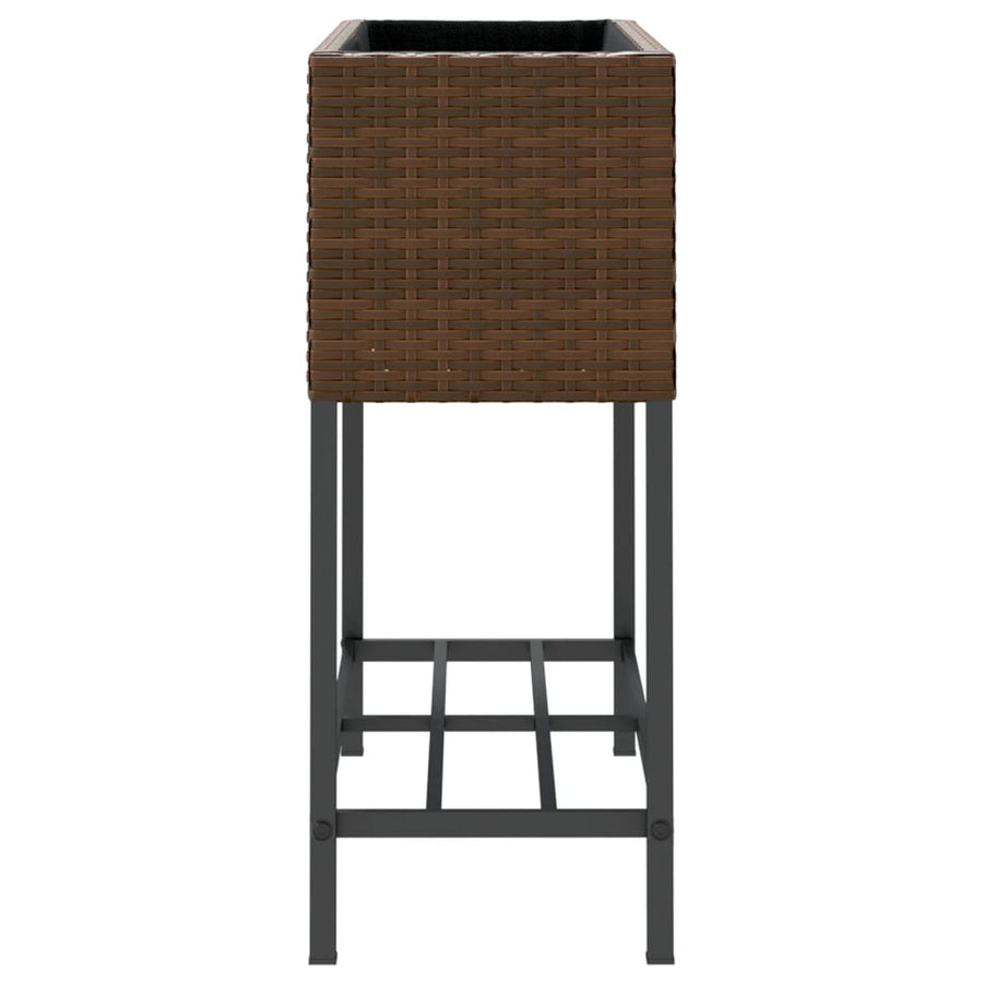 Plantenbakken met schap 2 st 70x28x70 poly rattan bruin