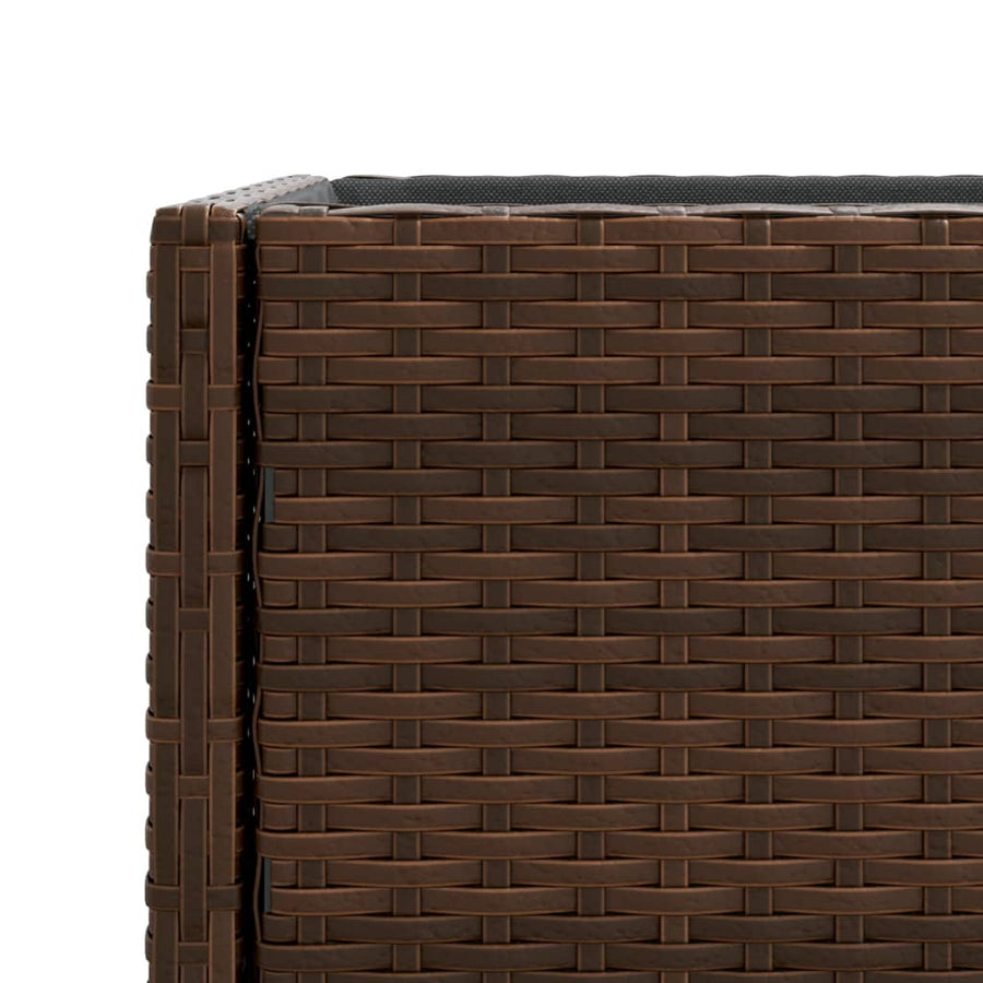Plantenbakken met schap 2 st 70x28x70 poly rattan bruin