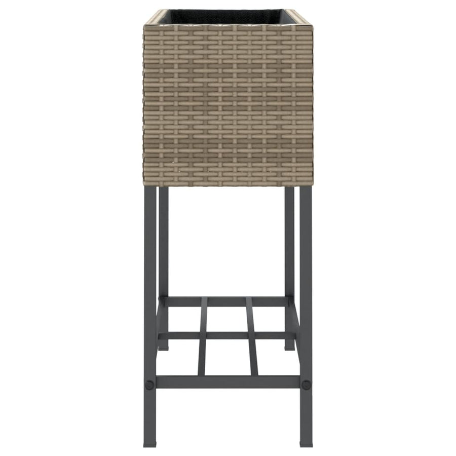 Plantenbakken met schap 2 st 70x28x70 poly rattan grijs
