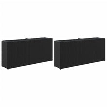 Plantenbakken met 2 potten 2 st 90x20x40 cm poly rattan zwart