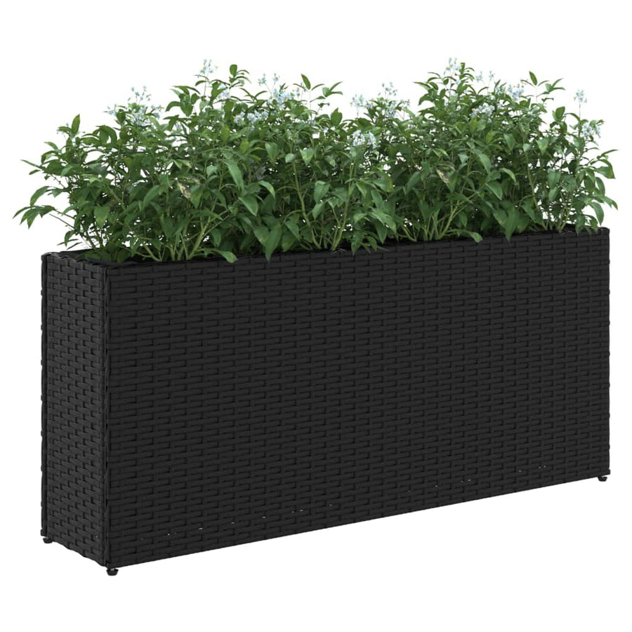 Plantenbakken met 2 potten 2 st 90x20x40 cm poly rattan zwart