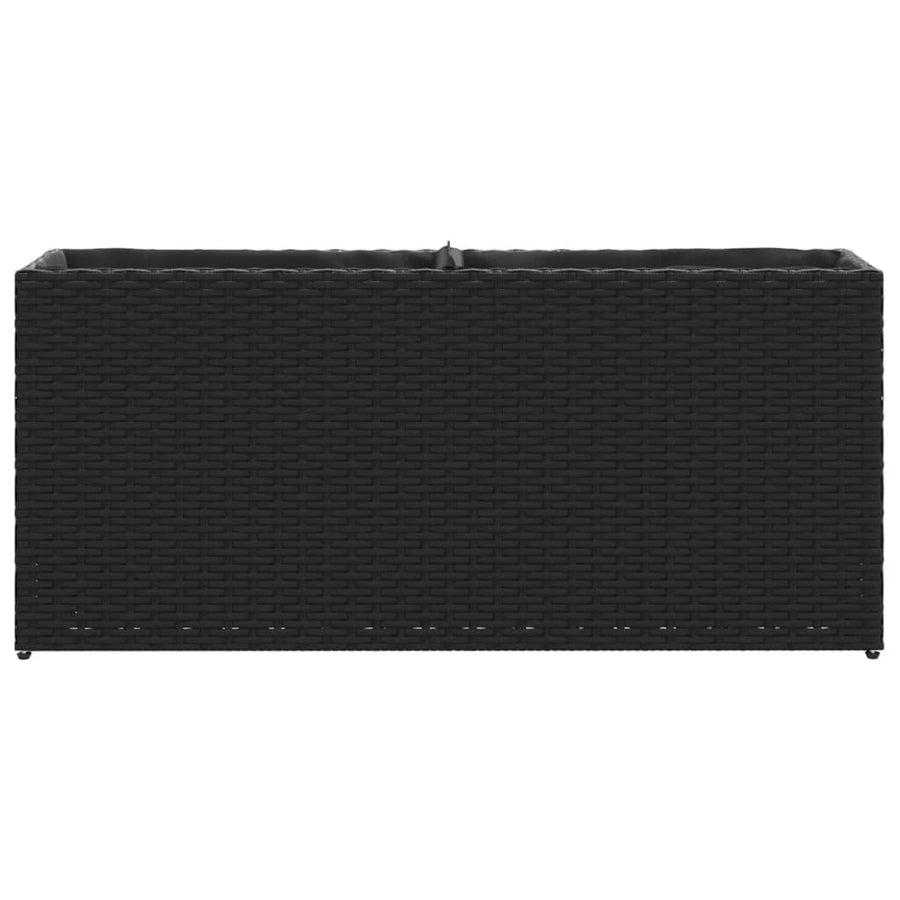 Plantenbakken met 2 potten 2 st 90x20x40 cm poly rattan zwart