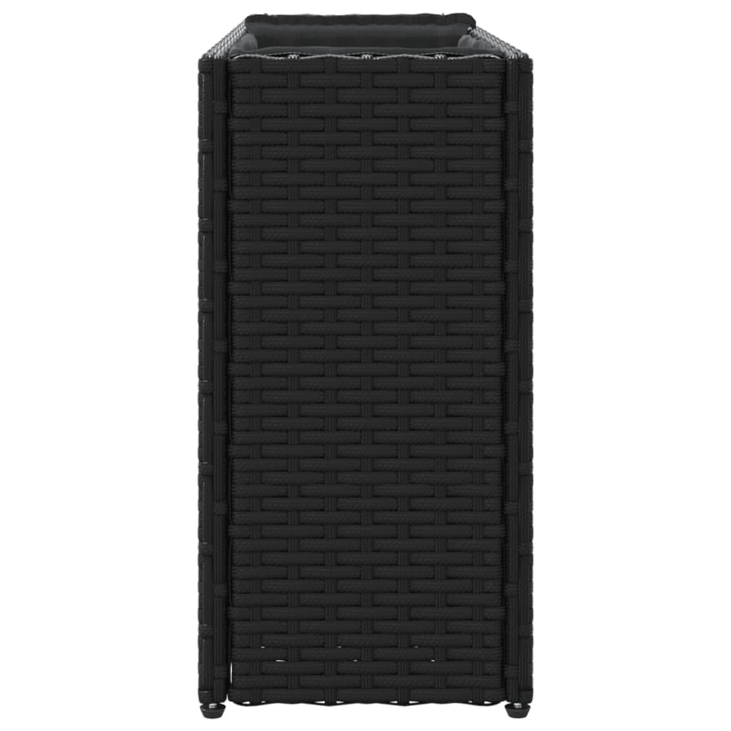 Plantenbakken met 2 potten 2 st 90x20x40 cm poly rattan zwart